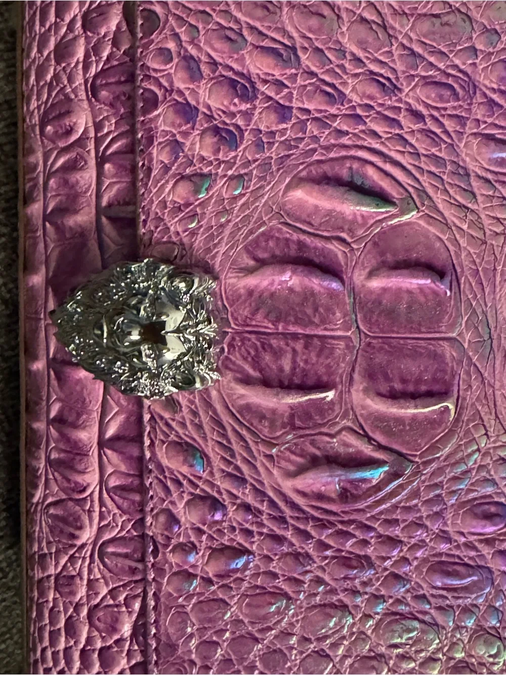 Purple Croc-Embossed Leather Handbag - Women Bags
